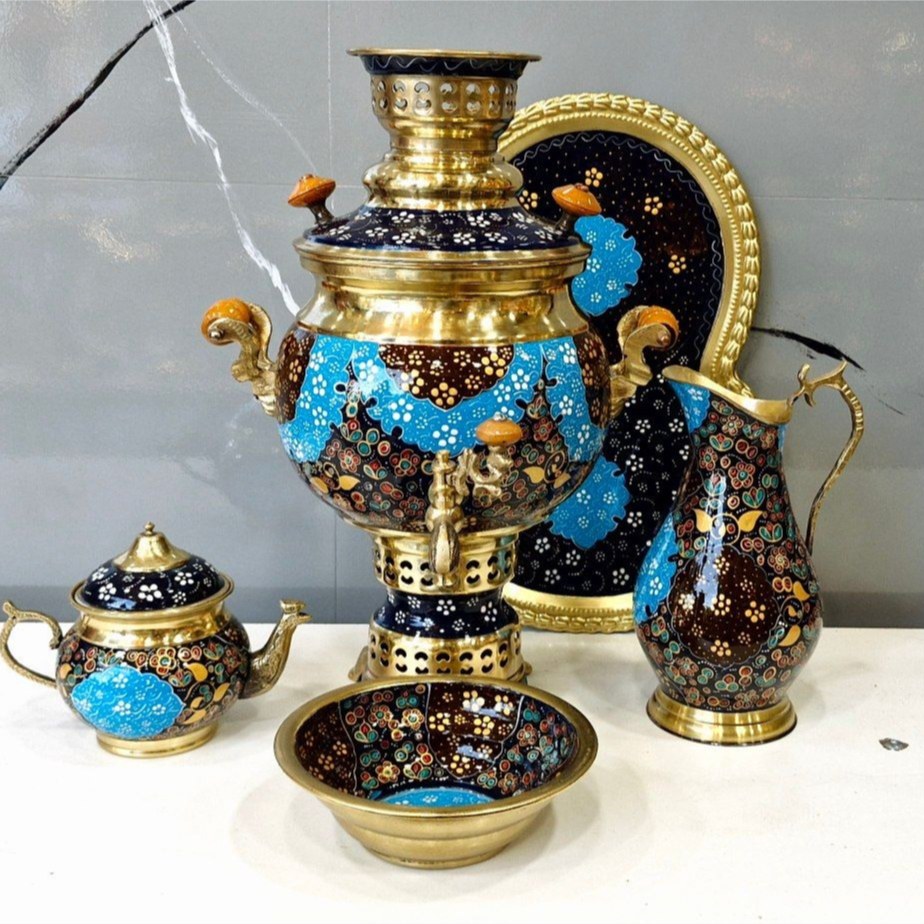 سماور برنجی الماس تراش استاد