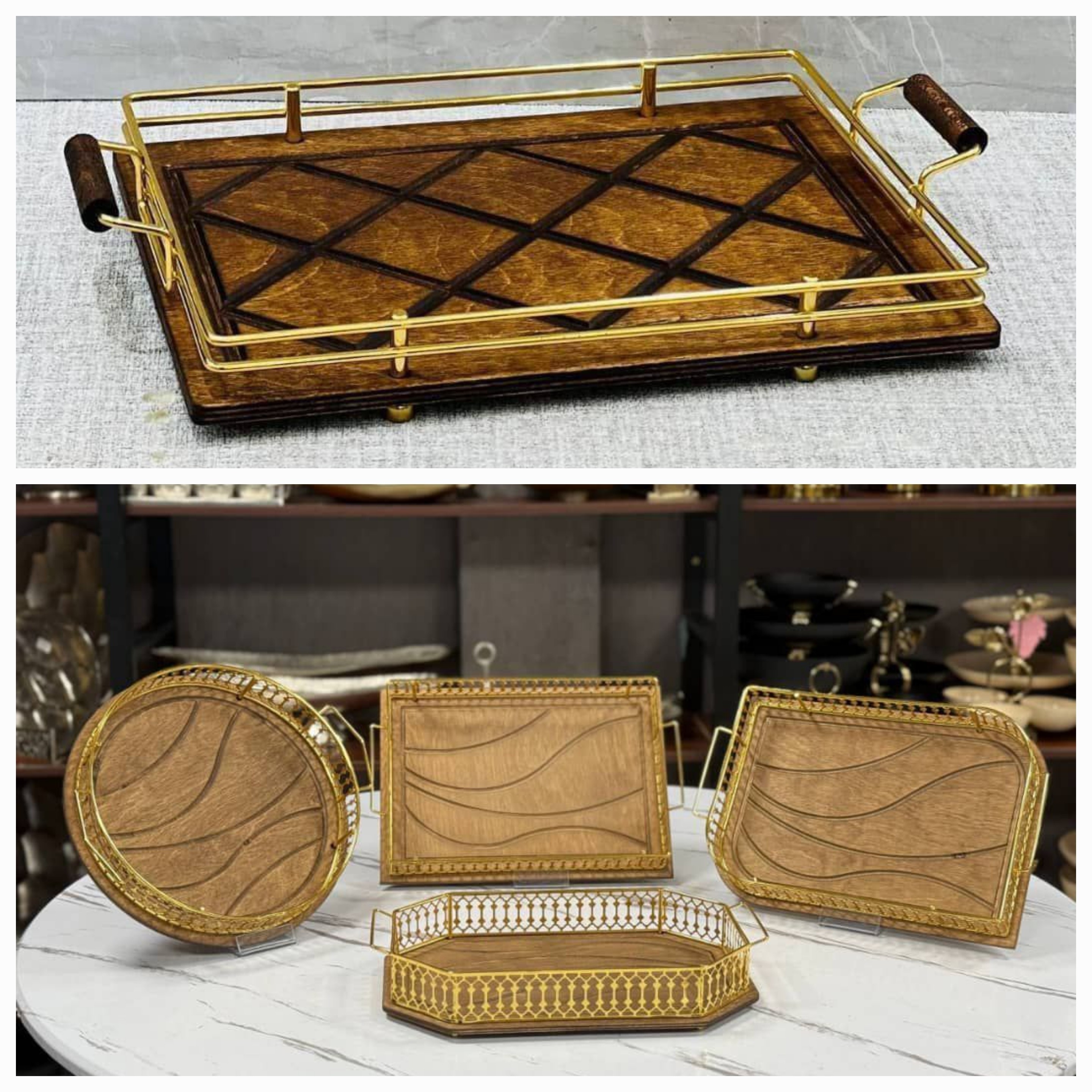 سینی چای و پذیرایی چوبی