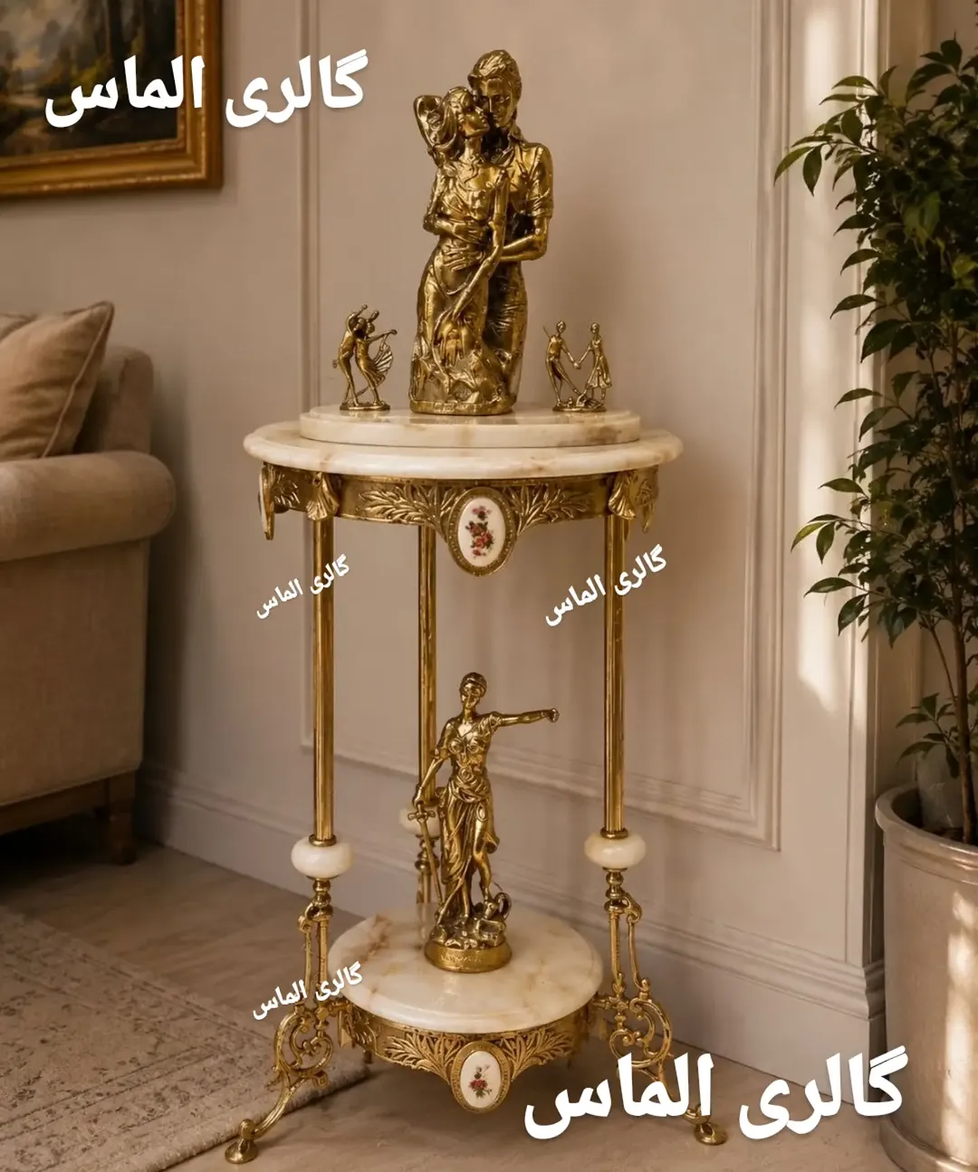 میز برنز اصل با مجسمه